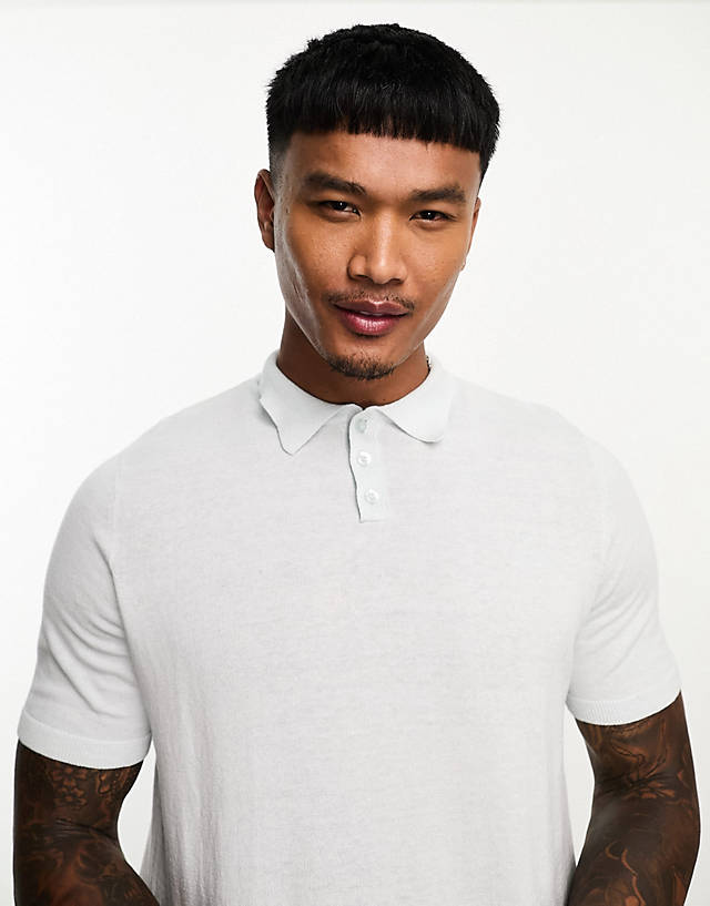 ASOS DESIGN - lightweight knitted cotton polo in blue