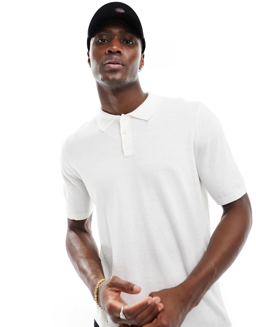 lightweight knitted cotton polo in white