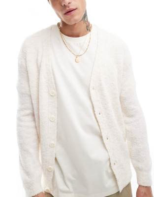 ASOS DESIGN ASOS DESIGN lightweight knitted textured cardigan in ecru - STONE-Neutral