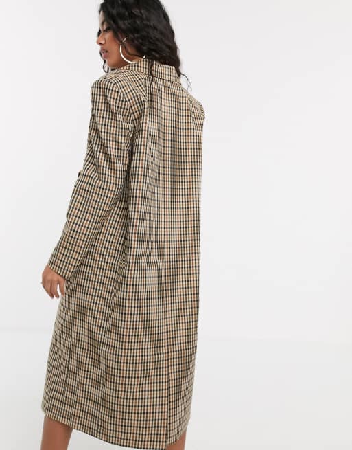 Womens check cheap longline coat