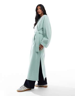 lightweight longline formal coat in sage-No color