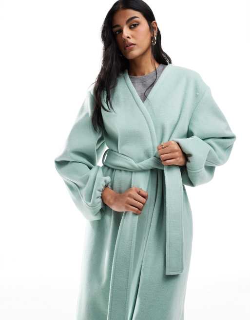 ASOS DESIGN lightweight longline formal coat in sage