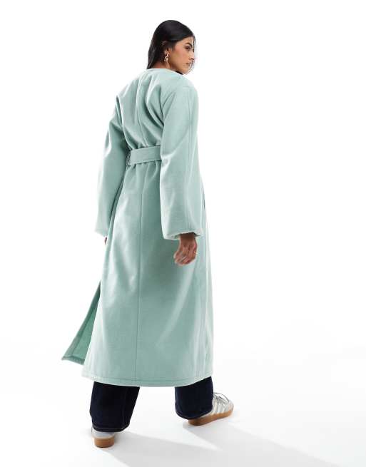ASOS DESIGN lightweight longline formal coat in sage