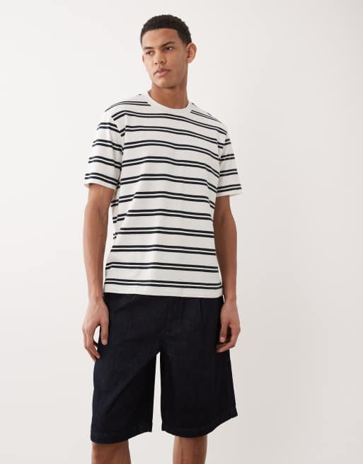 ASOS DESIGN lightweight loose denim jorts in raw wash with pleats, 2 of 5