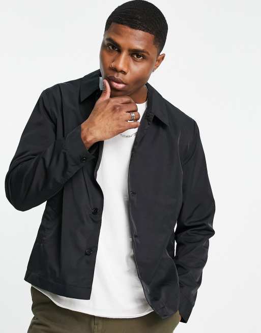 ASOS DESIGN lightweight nylon coach jacket in black