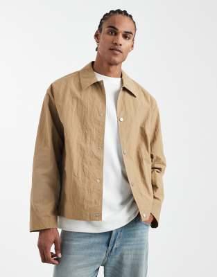 Asos Design Lightweight Nylon Jacket In Neutral