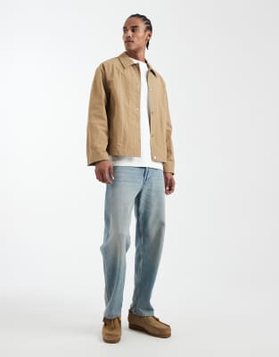 Asos Design Lightweight Nylon Jacket In Neutral