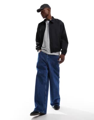 Asos Design Lightweight Oversized Harrington Jacket In Black