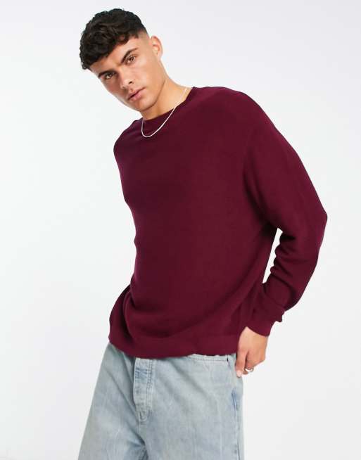 ASOS DESIGN lightweight oversized rib jumper in plum