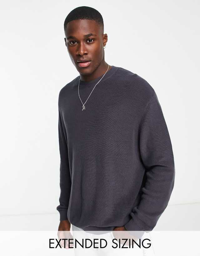 ASOS DESIGN - lightweight oversized rib jumper in washed black