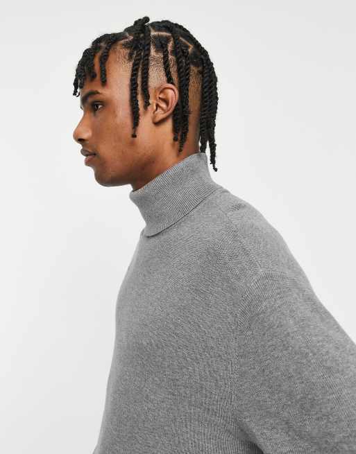 ASOS DESIGN oversized wide ribbed turtle neck sweater in blue