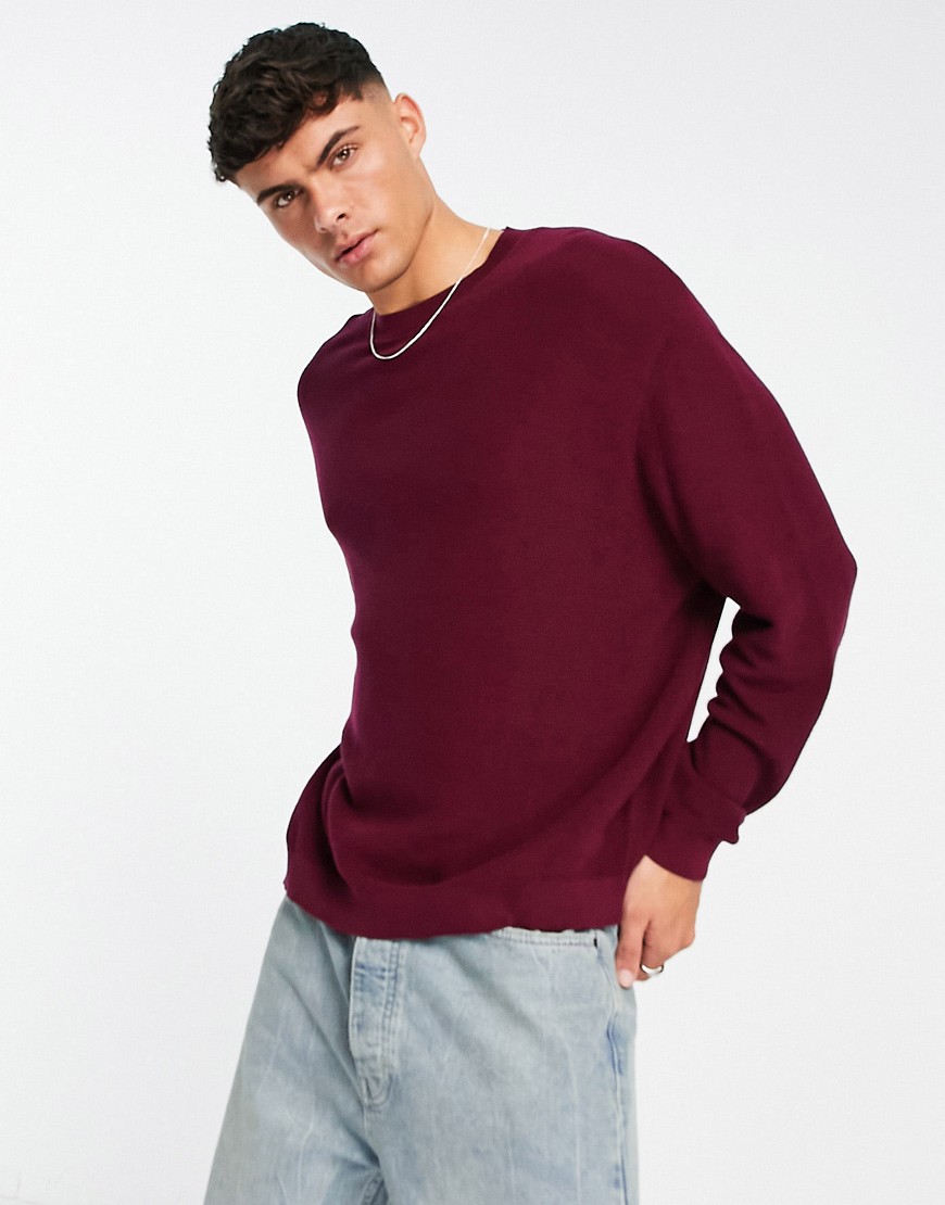 ASOS DESIGN lightweight oversized rib sweater in plum-Purple