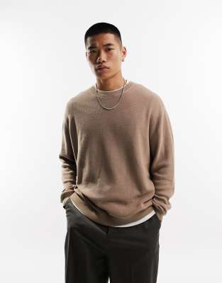 ASOS DESIGN lightweight oversized rib sweater in taupe | ASOS