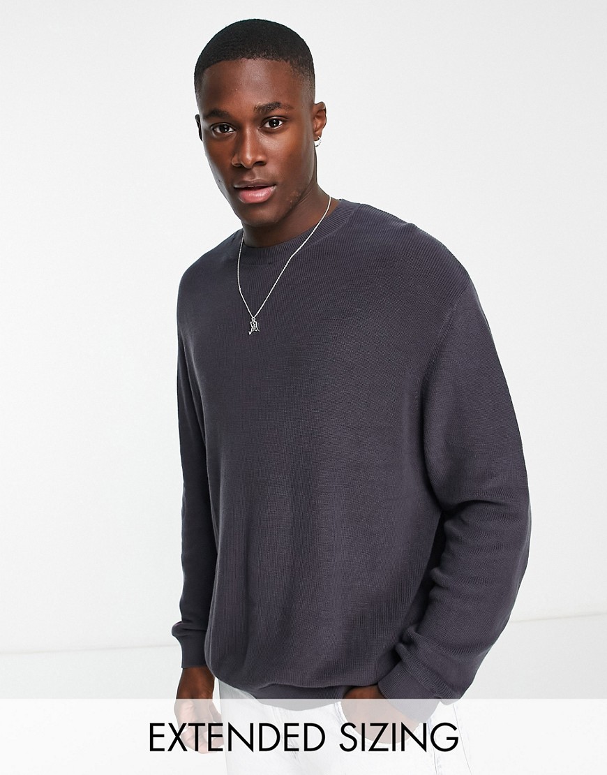 ASOS DESIGN lightweight oversized rib sweater in washed black