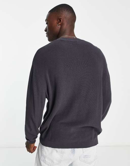 ASOS DESIGN lightweight oversized rib sweater in washed black | ASOS