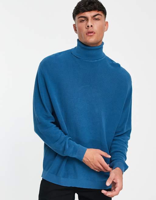 Teal polo neck outlet jumper