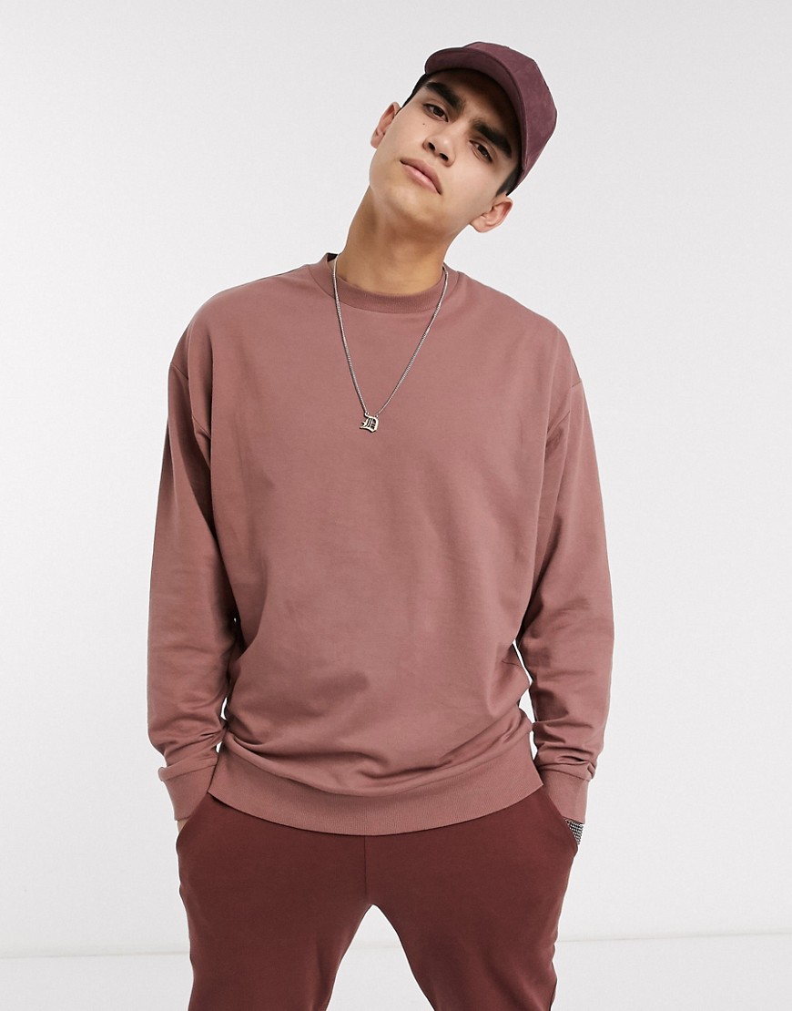 ASOS DESIGN lightweight oversized sweatshirt in washed brown