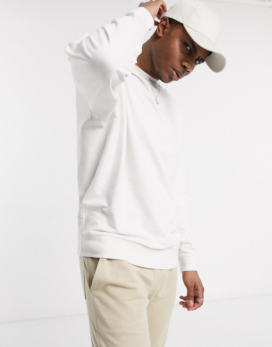 ASOS DESIGN lightweight oversized sweatshirt in white-Gray
