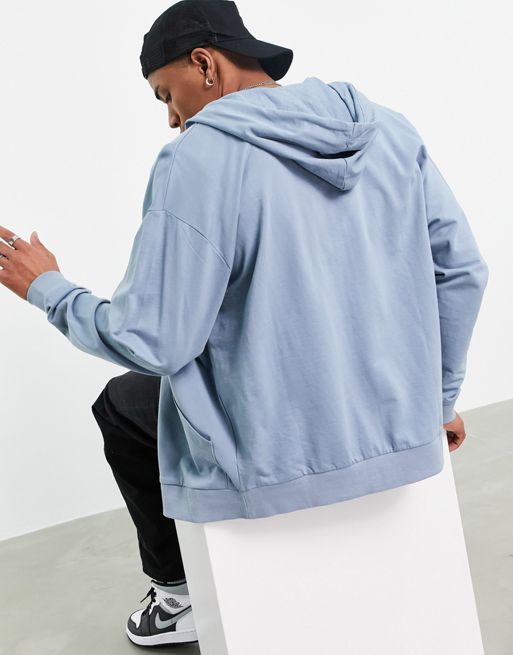 ASOS DESIGN zip up hoodie in blue
