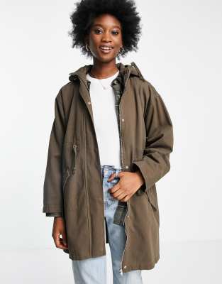 ASOS DESIGN lightweight parka in light brown-Green