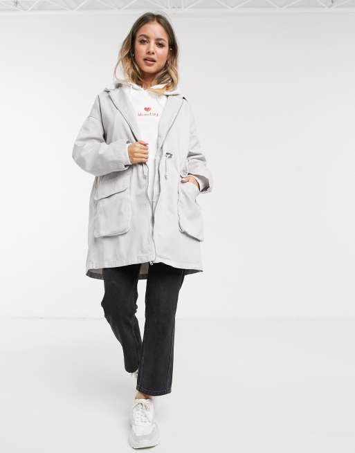 Image result for ASOS DESIGN lightweight parka in washed gray