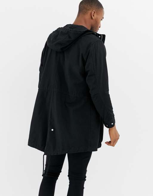 Black store lightweight parka