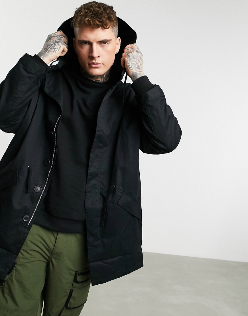 ASOS DESIGN lightweight parka jacket in black