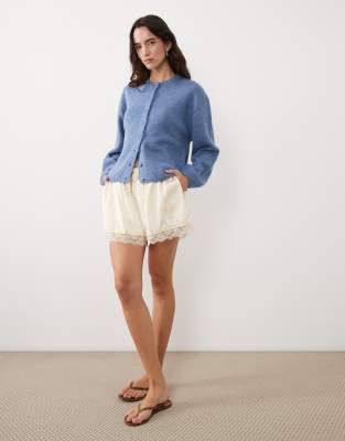 Asos Design Lightweight Relaxed Cardigan In Blue