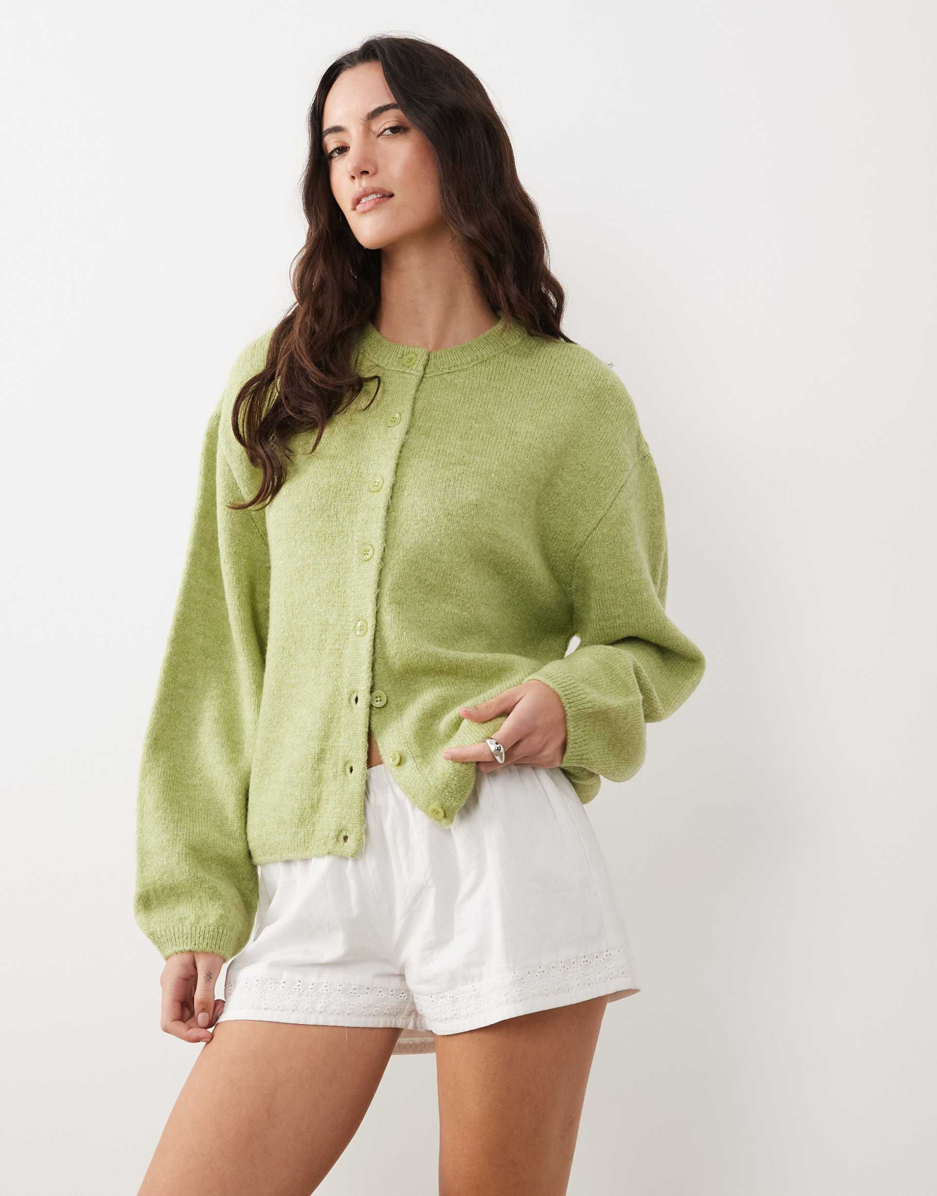 asos design lightweight relaxed cardigan in pistachio