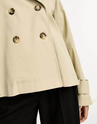 ASOS DESIGN lightweight short trench coat in light stone