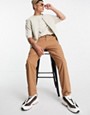 ASOS DESIGN lightweight skater fit trousers in brown
