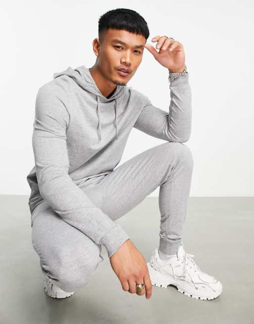 ASOS DESIGN lightweight skinny tracksuit in gray heather GRAY ASOS