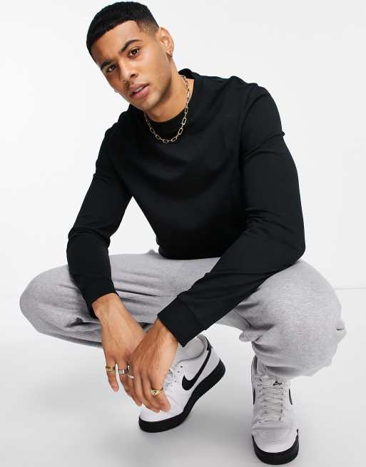 ASOS DESIGN lightweight sweatshirt in black - BLACK - BLACK | ASOS