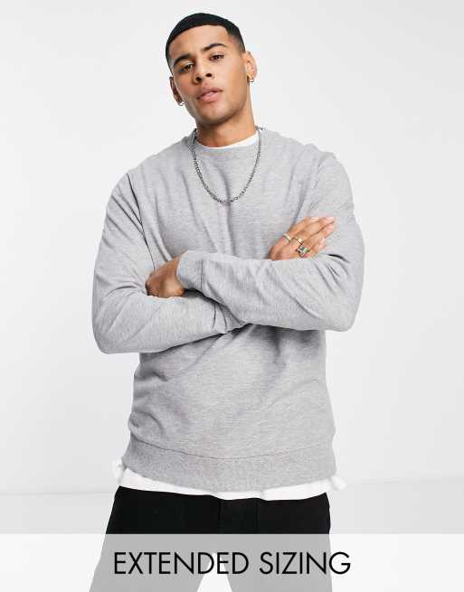 ASOS DESIGN lightweight sweatshirt in grey marl - GREY - GREY