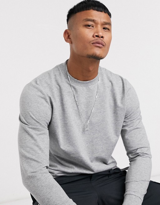 ASOS DESIGN lightweight sweatshirt in grey marl