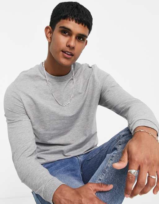 ASOS DESIGN lightweight sweatshirt in grey marl