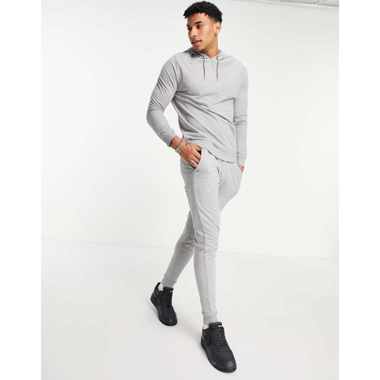 Grey skinny hot sale tracksuit mens