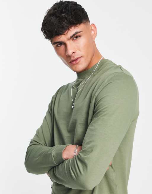 ASOS DESIGN lightweight tracksuit with sweatshirt and skinny trackies in khaki, 3 of 4