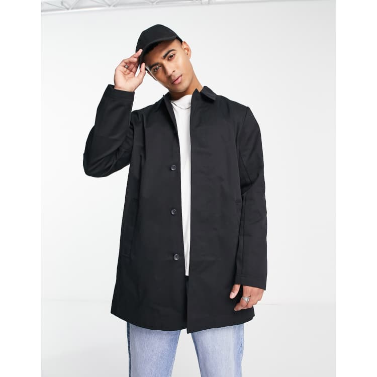 ASOS DESIGN short lightweight trench coat in dark stone