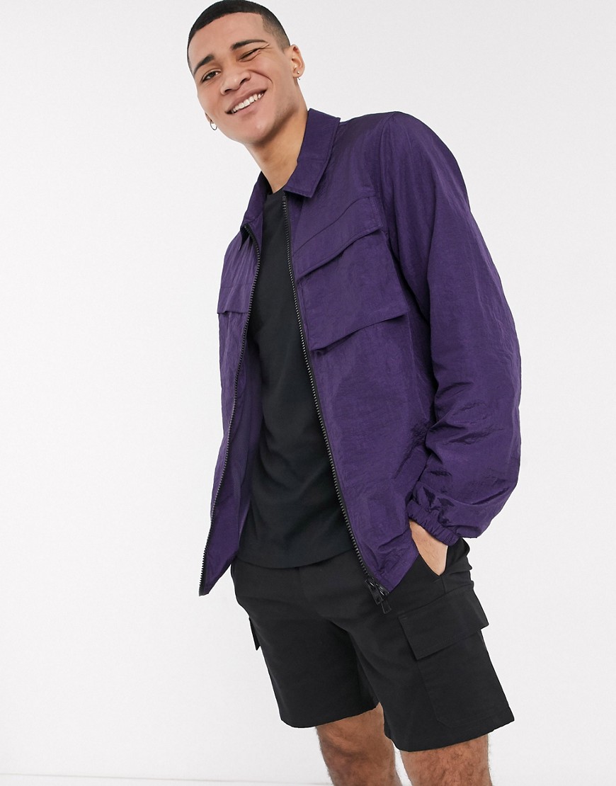 ASOS DESIGN lightweight utility zip through jacket in purple