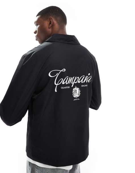 ASOS DESIGN lightweight varsity harrington jacket with back print in black - view 1