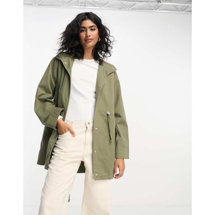 ASOS DESIGN lightweight washed parka in khaki