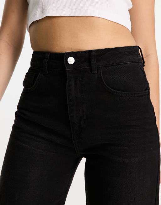 ASOS DESIGN lightweight wide leg jean in black, 3 of 5