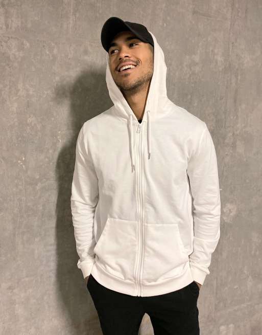 Lightweight white discount zip up hoodie