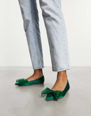 ASOS DESIGN - Lila - Ballerinas in Grün mit Schleife