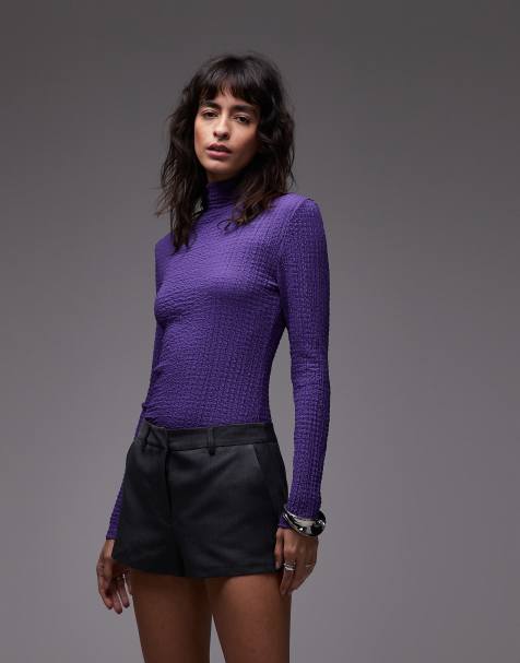 ASOS DESIGN – Lila, figurnära pikétröja med långa ärmar - view 1