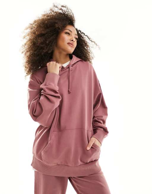 ASOS DESIGN – Lila huvtröja i oversize med tvättad finish