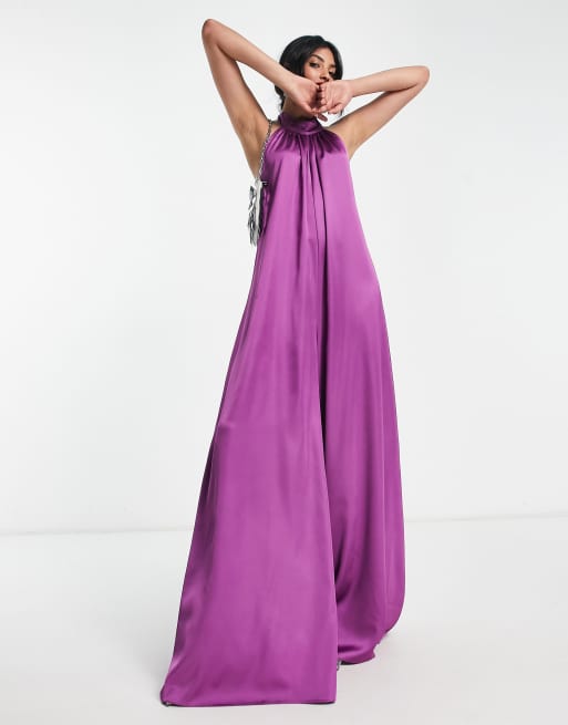 ASOS DESIGN – Lila jumpsuit med vida ben, bar rygg och halterneck, 2 av 4
