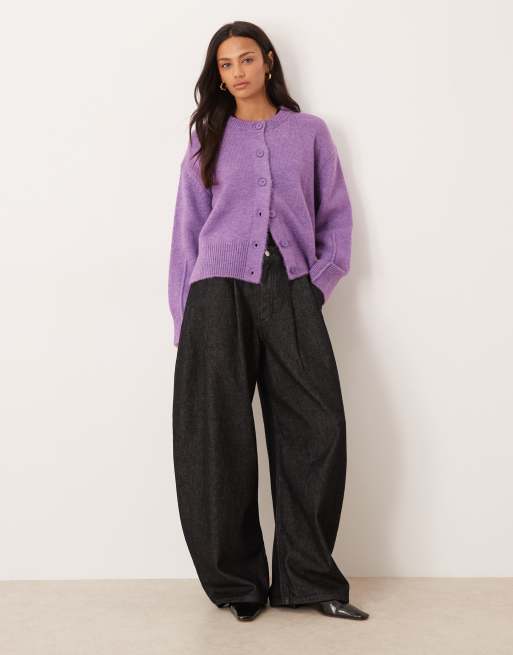 ASOS DESIGN – Lila kofta med rund halsringning, boxig passform och sidoslits, 3 av 4