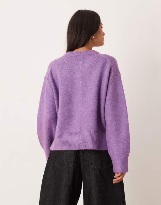 ASOS DESIGN – Lila kofta med rund halsringning, boxig passform och sidoslits, 4 av 4